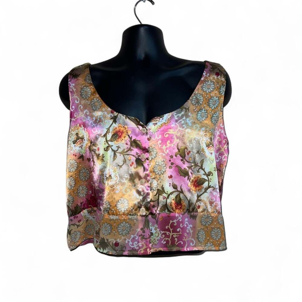 Victoria's Secret Vintage 90s Floral Button-Down Crop Tank Top Y2k